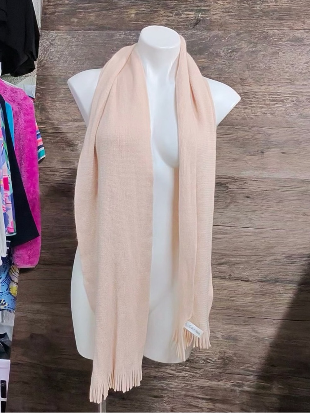 Calvin Klein Blush Pink Scarf Wrap with Fringe